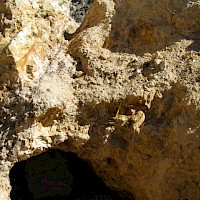 Quartz stockworks in San Fernando Vein-the 1m sample assayed 2.2gt Au